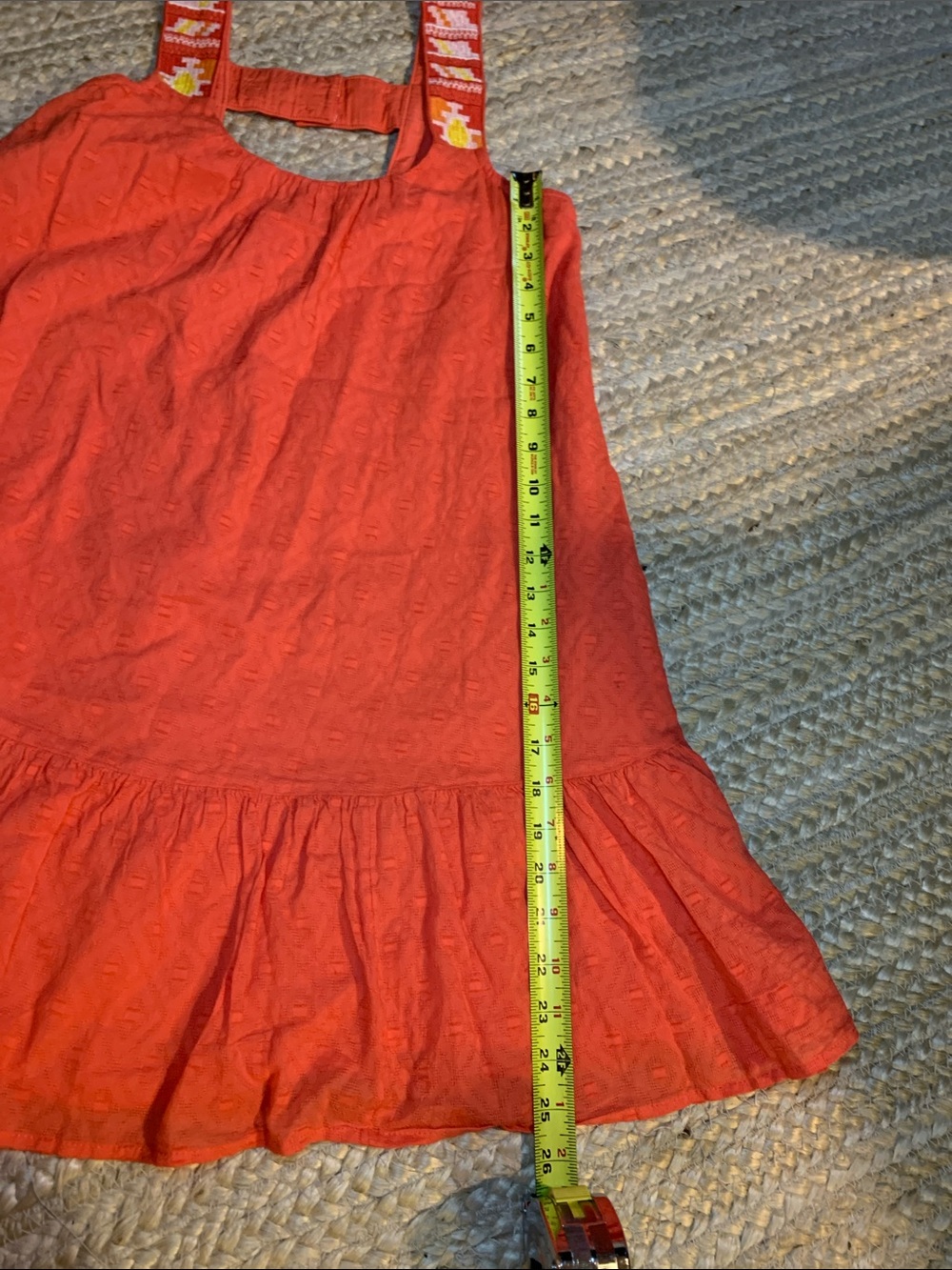 Anthropologie Coral Textured Tunic Swing Dress with Embroidered Straps size XS - Picture 13 of 13